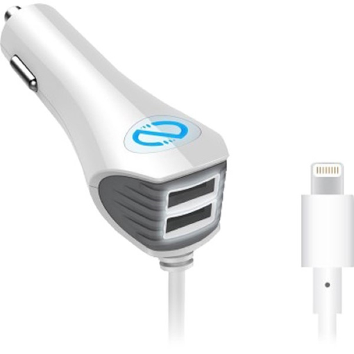 Picture of Naztech , N420 Wired Trio Car Charger with Lightning Connector - White