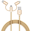 Picture of Naztech , MFi Lightning Braided 3-in-1 ( Micro , USB Type-C , Lightning )  Hybrid USB Cable - Gold