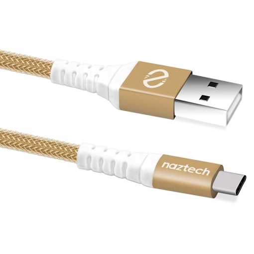 Picture of Naztech , USB-A to USB-C Durable Braided 4ft. Charge & Sync Cable - Gold