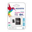 Picture of ADATA Premier 64GB microSDHC/SDXC UHS-I U1 Memory Card with Adapter