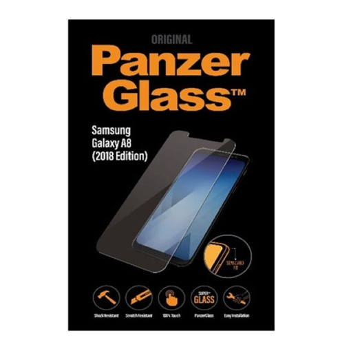 صورة بانزر جلاس ، حماية شاشة زجاجية لأجهزة سامسونج A8 2018  - شفاف