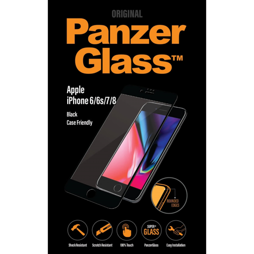 Picture of PanzerGlass Screen Protector, Case Friendly for Apple iPhone 6 / 6s / 7 / 8  - Black