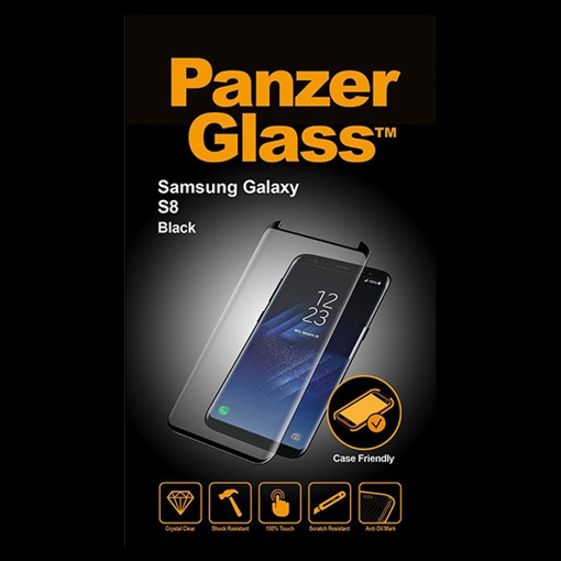 صورة بانزر جلاس ، حماية  شاشة زجاجية ، متوافق مع الاغطية  لأجهزة  سامسونج جالكسي S8 - اسود