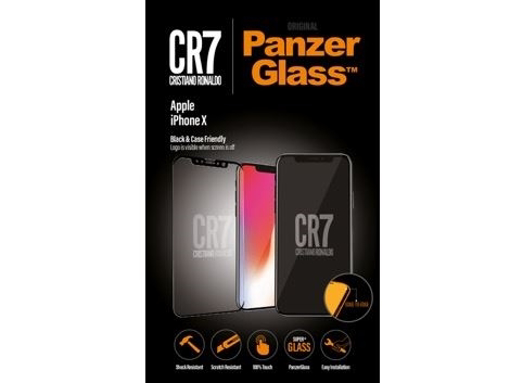 صورة بانزر جلاس ، حماية شاشة  زجاجية ، ميزة ظهور علامة CR7 عند إطفاء الشاشة  لأجهزة أبل آيفون X - شفاف