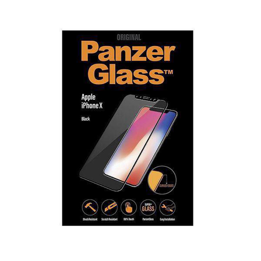صورة بانزر جلاس، حماية شاشة  زجاجية ذات حواف مقوسة لأجهزة أبل آيفون X  - أسود