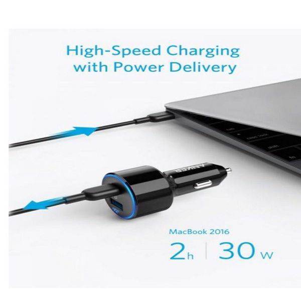 Anker PowerDrive II PD ,USBC Car Charger with 1 PD and 1 PIQ Black