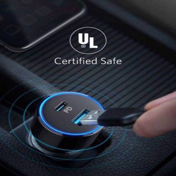 Anker PowerDrive II PD ,USBC Car Charger with 1 PD and 1 PIQ Black