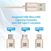 Picture of Promate Apple MFi 3-in-1 Cable with Lightning, Type-C, and Micro-USB - Gold