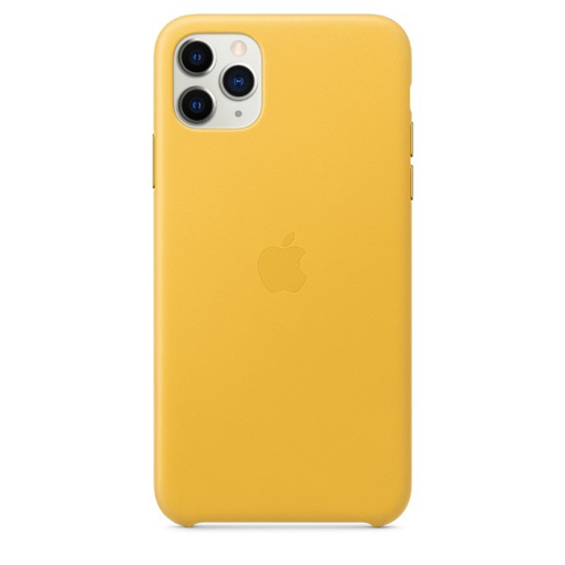 صورة ابل غطاء حماية خلفي جلد لاجهزة ابل iPhone 11 Pro Max - اصفر 