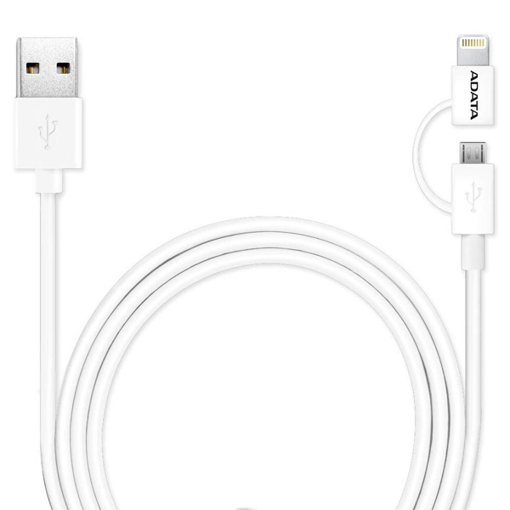Picture of ADATA MFi Certified 2in1 Lightning and Micro USB Cable - White
