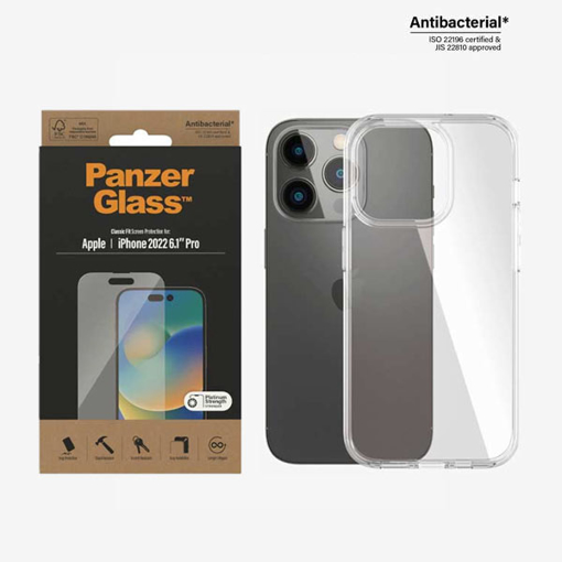 Picture of PanzerGlass™ Screen Protector Apple iPhone 14 Pro | Classic Fit With PanzerGlass iPhone 14 Pro Hard Case 6.1' Clear