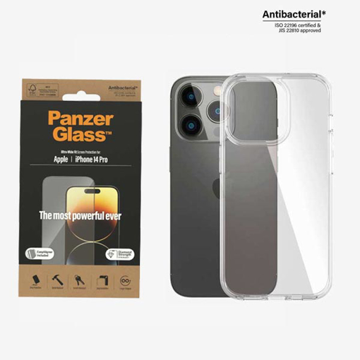 Picture of PanzerGlass™ Screen Protector Apple iPhone 14 Pro | Classic Fit With PanzerGlass iPhone 14 Pro Ultra Wide Fit Screen Protector 6.1' With Applicator Clear