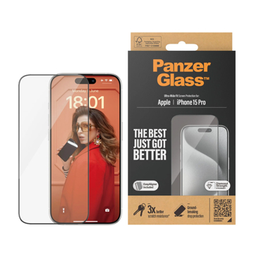 Picture of PanzerGlass iPhone 15 Pro 6.1" Ultra Wide Fit Screen Protector Clear