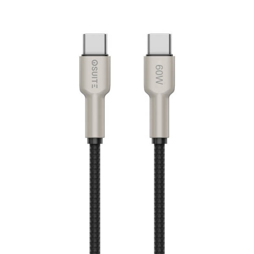 صورة آي أو سويت كابل مصنوع من مادة سبائك الزنك وصلة من تايب سي إلى تايب سي - بقوة شحن 60 وات - طول 1.2 متر - لون أسود