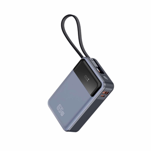 Picture of iOsuite Power Bank 20,000 mAh PD 65W Fast Charging (2 Ports) 1 USB-C & 1 USB-A with USB-C Cable - Black