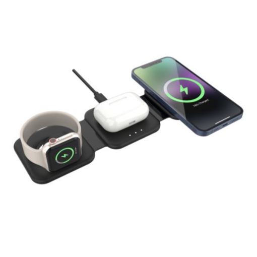 صورة شاحن لاسلكي 3 في 1 آي أو سويت - لون أسود