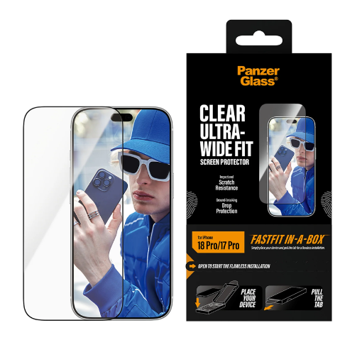 Picture of PanzerGlass iPhone 18 Pro Screen Protector UWF w. Fastfit Clear