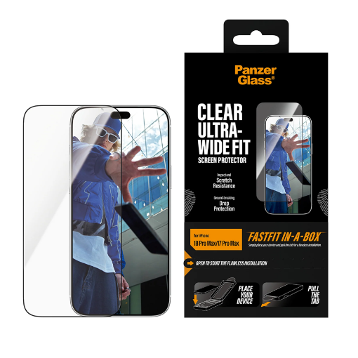 Picture of PanzerGlass iPhone 18 Pro Max Screen Protector UWF w. Fastfit Clear